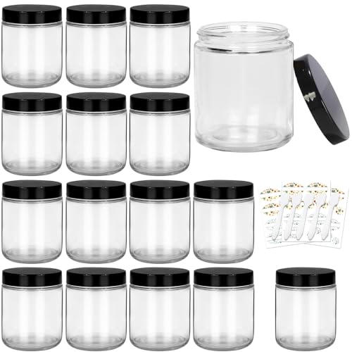 Clear Glass Jars with Lids – 15 Pack