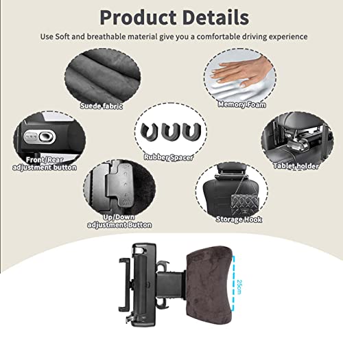 Buluby Multifunctional Adjustable Car Neck Pillow, Premium Vehicle Head Rest Support Headrest /W Phone Holder #TOP3