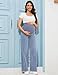 POSHGLAM Women's Maternity Jeans Wide Flare Leg Stretchy Comfy 31'' Pregnancy Denim Pants(Frayed Hem Light Blue, Medium)