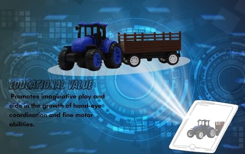 Image of Friction Powered Tractor Trolley Toy for Kids | Farm Tractor Toy with Trailer for Boys & Girls | Push & Go Tractor Vehicle Toy | BIS Certified | NeoKiddo (Blue)