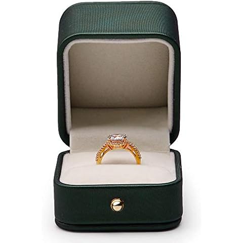 Oirlv Gorgeous Blackish Green Ring Box Premium Leather Ring Bearer Box for Wedding,Proposal Jewelry Gift Case (Ring Box) Cover