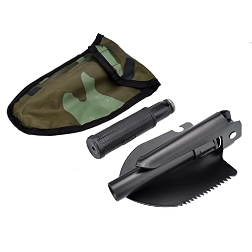 Cancanle Mini Pelle Pliable en Acier Inoxydable pour Le Camping Noir