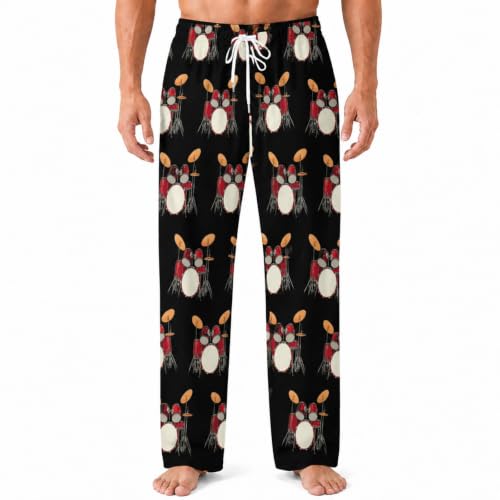 SJWJUO Drum Mens Pajama Pants Lounge with Pockets-L