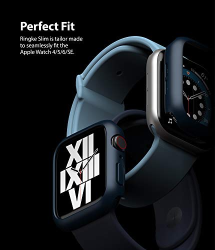 Image of Ringke Slim Case Compatible with Apple Watch Series 6 /5 / 4 / SE 44mm (2 Pack) - Clear & Metallic Blue
