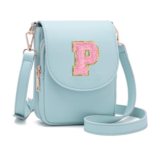 Image of Viverte Crossbody Purse for Teen Girls Small Initial Cell Phone Toddler Purse Leather Triple Compartment Crossbody Bags