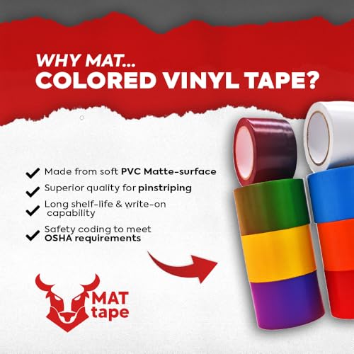 Fita adesiva de vinil MAT – 5 cm Largura x 91 metros. 1-Roll – Ideal para chão de dança, riscada, ac