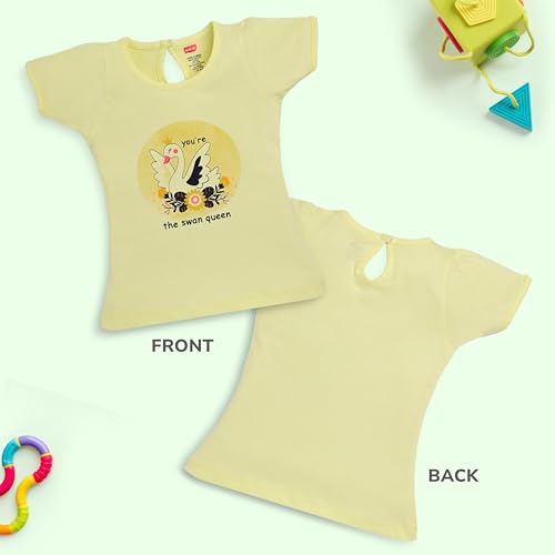 Image of LuvLap Baby Girls Regular Fit 100% Cotton Half Sleeves Girls Top Pack of 5