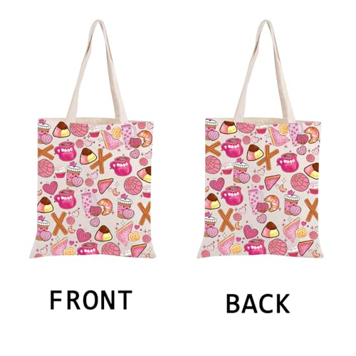 PWHAOO Mexican Food & Pastries Tote Bag - Mexican Food Lover Gift with Concha Design3