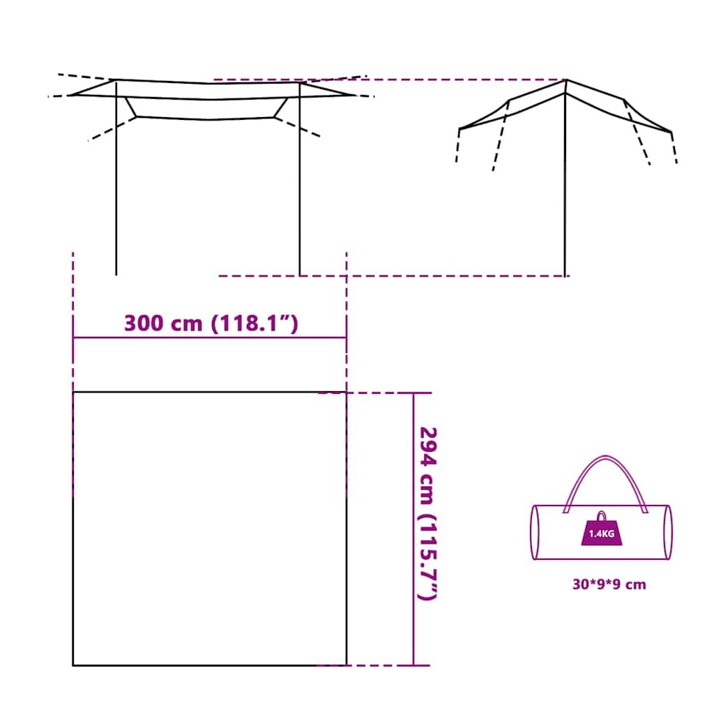 Tarp plandeka kempingowa, szara, pomarańczowa, 300 x 294 cm, wodoszczelna tkanina Oxford z powłoką poliuretanową, łatwa do przenoszenia, z oczkami, do aktywności na świeżym powietrzu