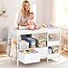 Baby Changing Table with Storage,Heavy-Duty Diaper Changing Station, White Nursery Dresser Organizer with 2 Large Fabric Baby Drawers, 3 Diaper Caddy Bin & Wood Shelf, Kids & Baby Bedroom Furniture