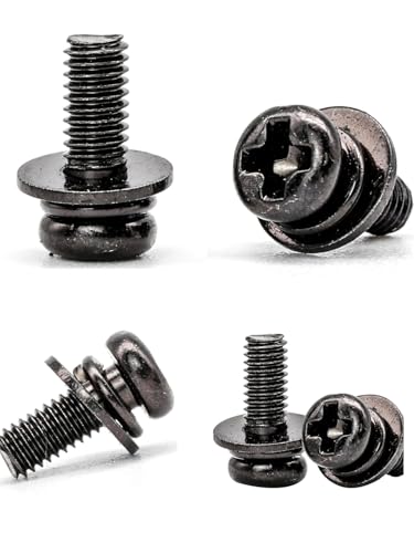 Image of 40 PCS Vesa Screws, VESA Compatible M4x10mm TV /Monitor Wall Mount Screws for 75x75mm and 100x100mm Brackets. Phillips Head M4 x 10mm Black with Washers (40, M4 x 10mm)
