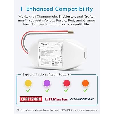 meross Smart Garage Door Opener Remote, Compatible with Apple HomeKit, Amazon Alexa, Google Assistant, CarPlay and SmartThings, Enhanced Compatibility, New Version