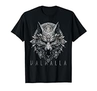 Show your love for Viking culture and history with this unique design showcasing Odin, the god of the war, with Fenrir the wolf and other powerful Norse symbols on a retro inspired tee. Perfect for lover of Norse mythology or a fierce warrior at hear...