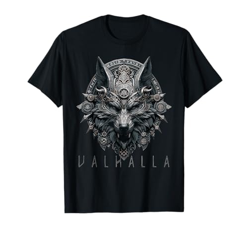 Valhalla Wolf Mask Odin Runes Norse Compass Viking Hombres Mujeres Camiseta