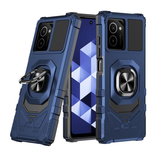 SOGA Compatible for HMD Vibe Case with Tempered Glass Screen Protector Military Grade Ring Car Mount Kickstand Shockproof Hard Phone Case Blue