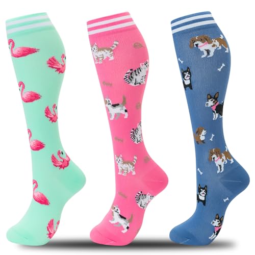 Image of fenglaoda Compression Socks for Women Men 3 Pairs Graduated Compression Support Circulation Socks for Nurses