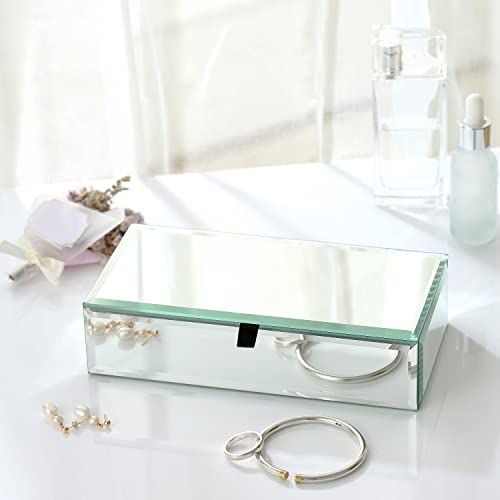 Bst Furnh Home Decor Luxury Silver Glass Mirrored Jewelry Box Organizer Storage Jewelry Decorative Box For Women (Grey) #TOP5