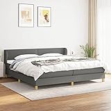  Homgoday Lit à sommier tapissier avec matelas - Cadre de lit double / simple - Cadre de lit d\'appoint - Pour chambre à coucher - Gris foncé - 200 x 200 cm - Tissu #A