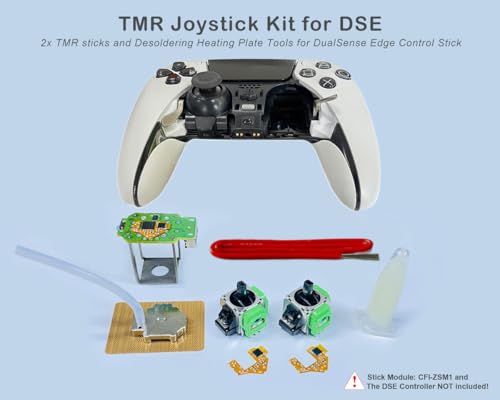 Image of ElecGear 2x TMR Joystick and Desoldering Heating Plate Replacement for PS5 Edge Controller, Calibration PCB, TMR Hall Control Stick and Soldering Wick Repair Tools - (TMR-DSE)