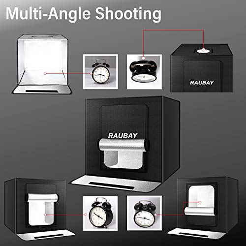 【Upgraded Led】 Raubay Photo Studio Light Box,20"X20" Portable Lightbox Shooting Tent For Product Photography, With Dimmable Led Lights And 6 Pvc Backdrops #TOP4