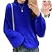 Produktbild Nearflying Damen Winter Angora Kaschmir-Mischgewebe, lockerer warmer Pullover, einfarbig, Rundhalsausschnitt, Strickpullover, flauschiger Pullover, blau, Einheitsgröße