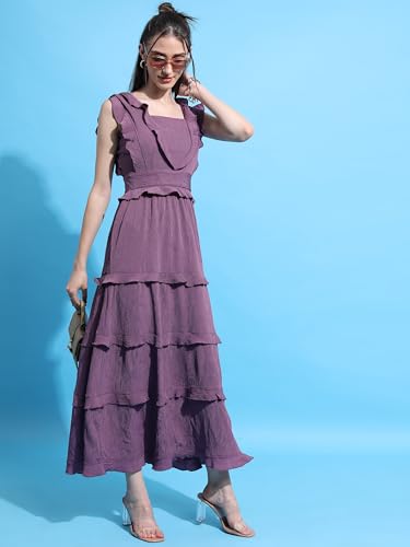 Image of Tokyo Talkies Women's Sleeveless Square Neck Solid Dresses | Stylish Dresses | Casual Dresses