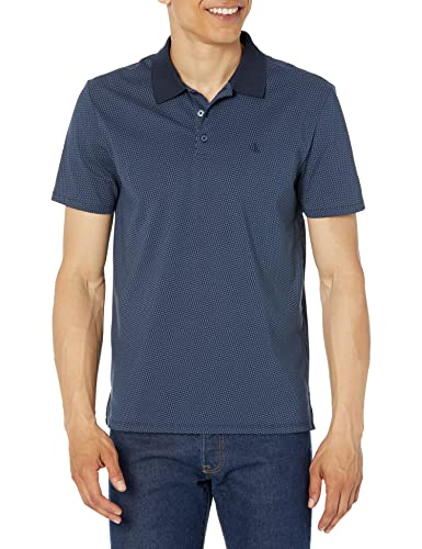 Calvin Klein Men's Mini Geo Print Smooth Cotton Monogram Logo Polo Shirt, Crayon Blue #TOP16