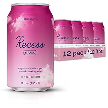 AMAZON - Recess Mood Magnesium Supplement Drink Calming Beverage, 12 Ounce, Pack of 12 (Black Cherry, 12 Pack)