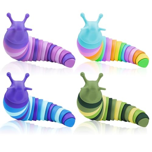 Cevioce Sensory Slug Fidget Toys,Fidget Slug Toys for Adults & Kids Party Favors,4 PCS Cute Autism Sensory Toys for Autistic Children,Toddler Toys Age 3+,Travel Toys for 3+ Year Old（A）