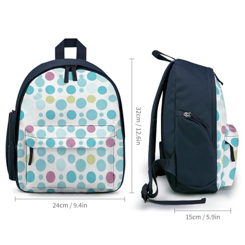 Blue Polka Dot Pattern Backpack for Men Women, Durable Small Bookbag Lightweight Daypack for Travel, Hiking, Blue-style2