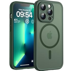 TOCOL Magnetic for iPhone 13 Pro Max Case 6.7-Inch, Fit for MagSafe, Upgraded [Full Camera Protection], [14FT Military Grade Drop Tested] Slim Translucent Matte Back Phone Cover (Alpine Green)