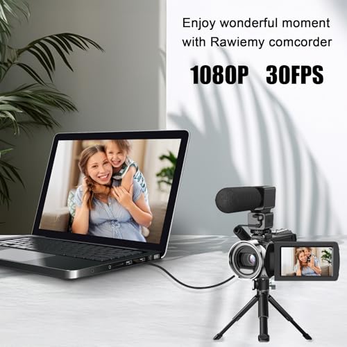 image for Rawiemy Video Camera Camcorder FHD 1080P 36MP YouTube Vlogging Camera 