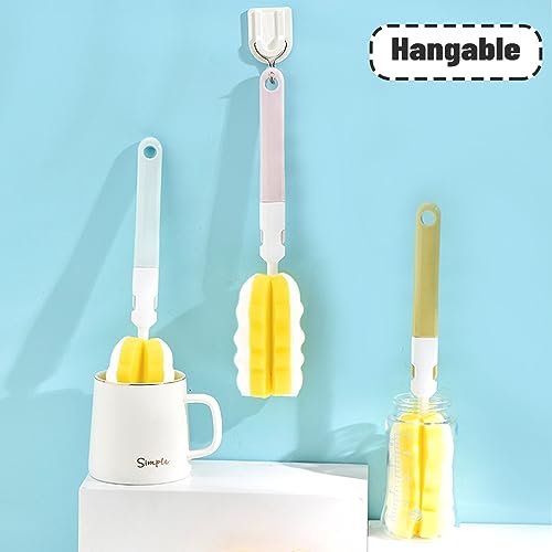 INVODA 4PCS Bottle Brush Long Handle Cup Cleaner Brush Sponge Bottle Scrubber Detachable Handle Portable Sponge Cleaning Brush for Baby Bottle Dishwashing Kitchen Clean Glasses Mugs (4 PCS) by INVODA - Image 9