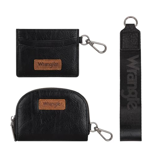 Image of Wrangler KeyChain Wallet Wristlet Wallets for Women Dual Pouch Wristlet with Zipper Womens Credit Card Holder Wallet