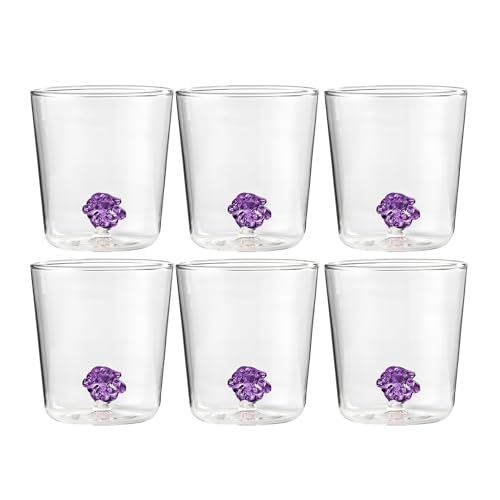 Onlylux Set 6 Bicchieri Acqua in Vetro Borosilicato - Bicchieri Acqua Particolari con Nodo dell’Amore - Bicchieri Acqua Vetro Moderni e Colorati Linea Verre du Monde - Lavabili in lavastoviglie