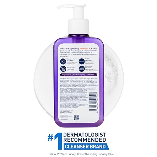 CeraVe Brightening Vitamin C Facial Cleanser, Niacinamide Face Wash, 8oz - image 6