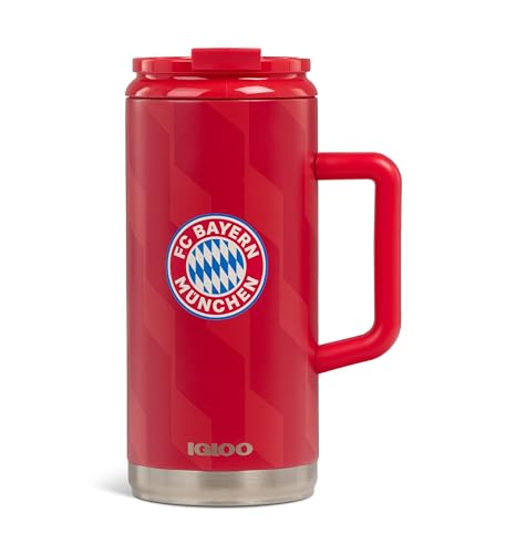 IGLOO boccale di birra da 1 litro - FC Bayern München - articolo ufficiale del tifoso - bottiglia termica rossa, thermos in acciaio inossidabile con il logo del club