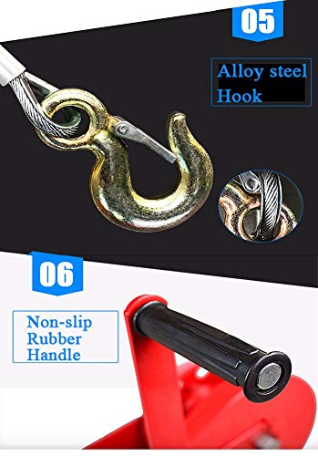 Winche manual con cable y gancho de seguridad 1800lbs miniatura 5