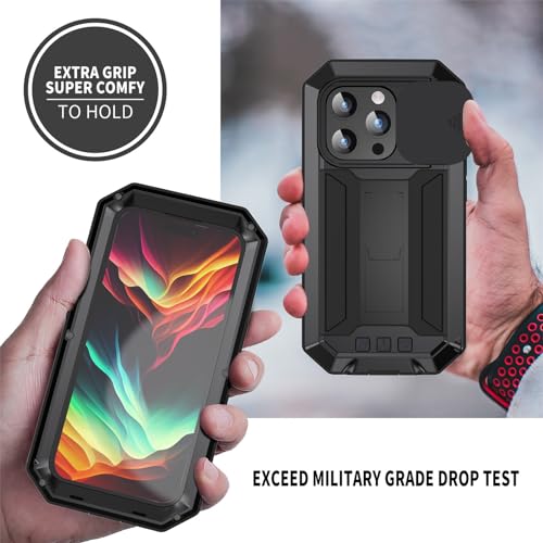 Coque de protection intégrale à 360° iPhone 15 Pro blindée en métal noir - 4