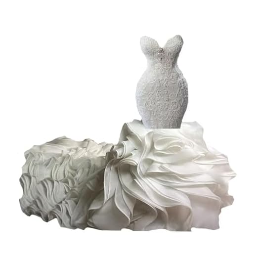 Vestidos de baile femininos de luxo com babados sem alças sereia trompete com cauda vestidos de noiva longos de renda, Branco, 60