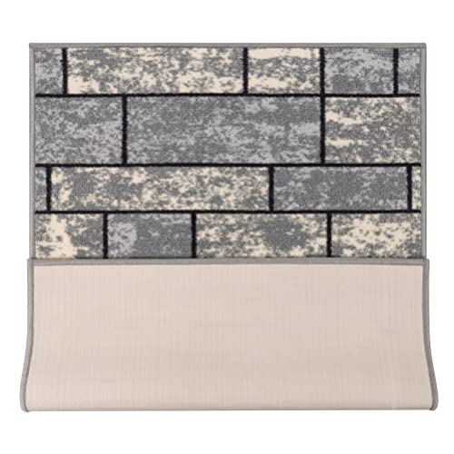 Machine Washable Boxes Design Non-Slip Rubberback 2X3 Traditional Area Rug For Entryway, Bedroom, Kitchen, Bathroom, 2'3" X 3', Gray #TOP3