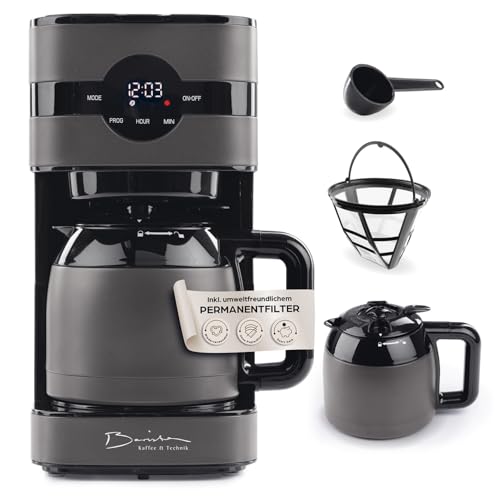 Barista Filterkaffeemaschine Touch Iso | Kaffeemaschine mit Isolierkanne | Filtermaschine mit Digitaldisplay & Timerfunktion | 900W | für 8 Tassen Kaffee | 1,25 Liter Kaffeekanne