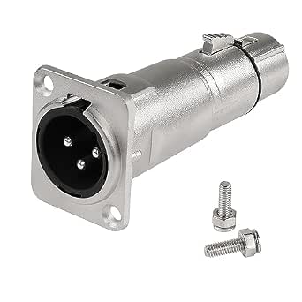 Adaptateur XLR Mâle Vers Femelle Pour Montage Sur Panneau - 3 Broches, En Alliage De Zinc Argenté - Pour Audio Professionnel