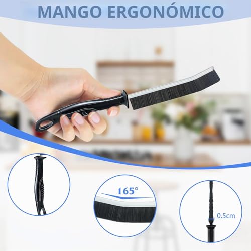 Miniatura 2 de Hmseng 3 Piezas Cepillo Limpieza Grietas Cerdas Duras, Cepillo Limpia Juntas Suelo, Para Limpia Railes Ventanas, Cepillo Limpieza Baño Esquinas Muertas Ranuras Para Azulejos Cocina