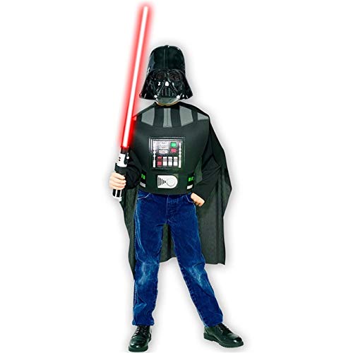 Fantasia Kit Darth Luxo Vader Infantil Star Wars Com Sabre de Luz Único 5-10