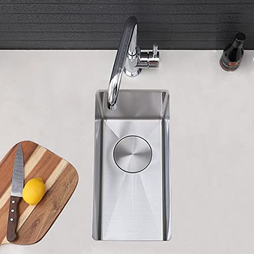 Comllen 10 Inch Bar Sink Undermount Small Kitchen Sink, 10"X 18"Stainless Steel Wet Bar Sink 16 Gauge Single Bowl For Outdoor Prep Rv Yard Laundry Utility With Drain #TOP3