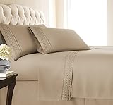 Southshore Fine Linens® 4-piece 21 Inch Deep Pocket Sheet Set with Beautiful Lace (King, Taupe)