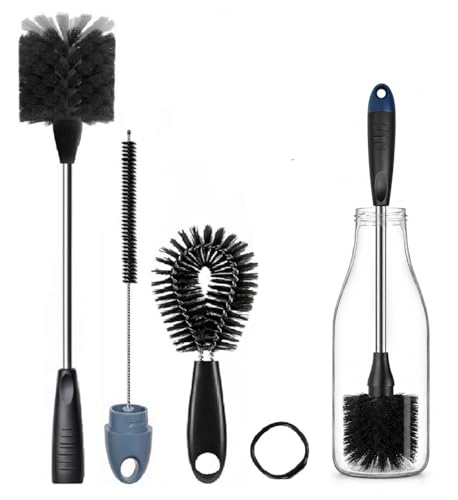 Image of 3Pcs Bottle Cleaner Brush Set, 15 inch Long Handle Washing Bottle Cleaning Brushes for Narrow Neck Water Bottles Tumblers Straws Coffee Mugs Sport Bottles Flasks and Thermos Lid Cup Brush