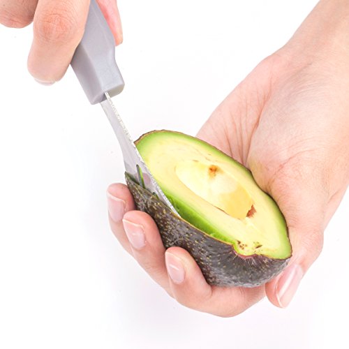 Avocado Slicer, Atemto 5 in 1 Avocado Pitter Cutter Masher Skinner Peeler Scoop Stainless Steel Magnets Save Kitchen Tool for Making Guacamole