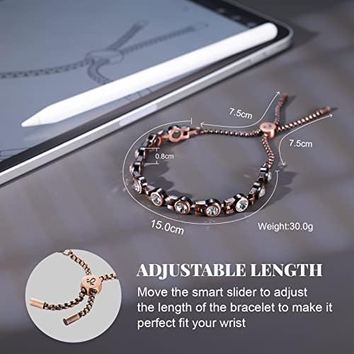 RainSo Women Pure Copper Magnetic Bracelets Adjustable Design with Display Box (White Crystal)